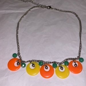 Vintage looking Orange Green and Yellow Necklace